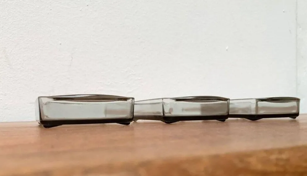 Plateaux en verre cabaret danois du milieu du siècle de Holmegaard, années 1960, ensemble de 3