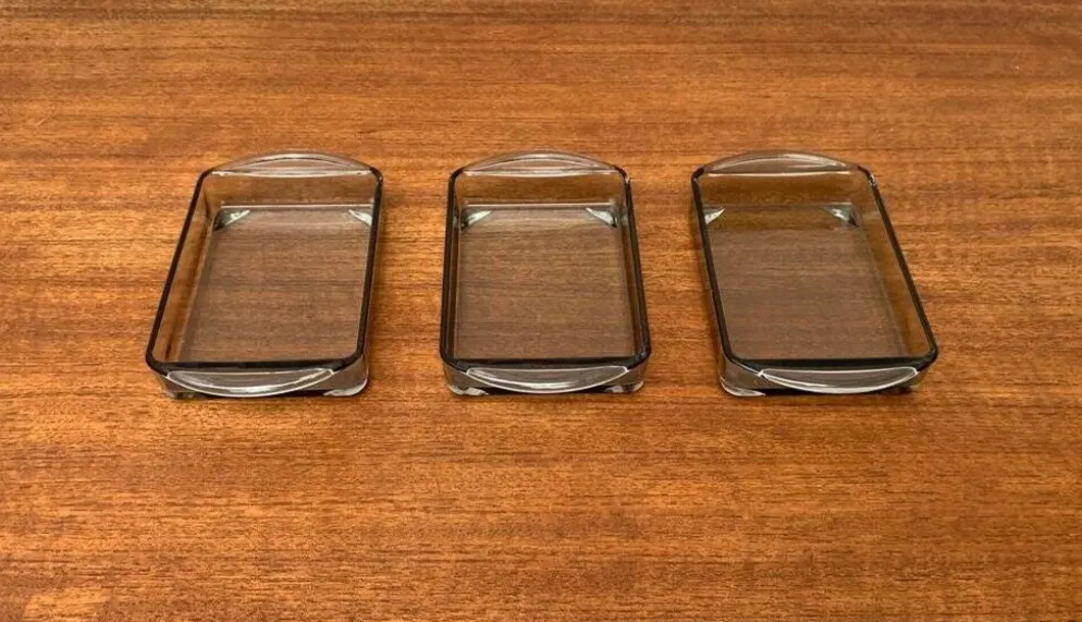 Plateaux en verre cabaret danois du milieu du siècle de Holmegaard, années 1960, ensemble de 3