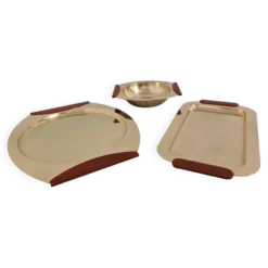 Plateaux et coupe en laiton et bakélite par PM Italy, Italie vers 1970