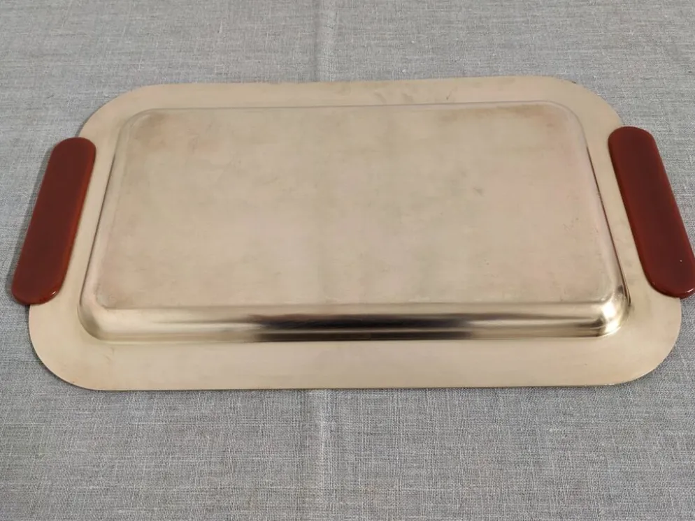 Plateaux et coupe en laiton et bakélite par PM Italy, Italie vers 1970