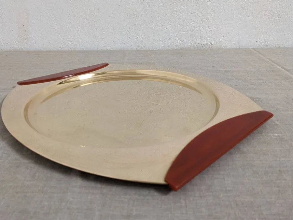 Plateaux et coupe en laiton et bakélite par PM Italy, Italie vers 1970