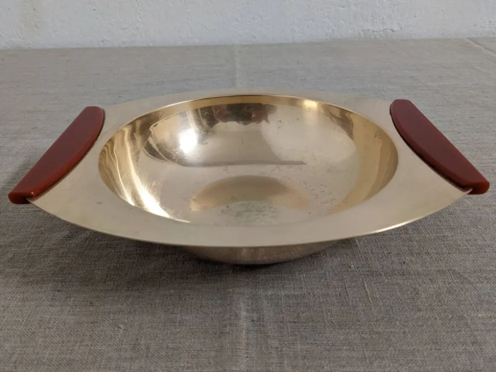 Plateaux et coupe en laiton et bakélite par PM Italy, Italie vers 1970