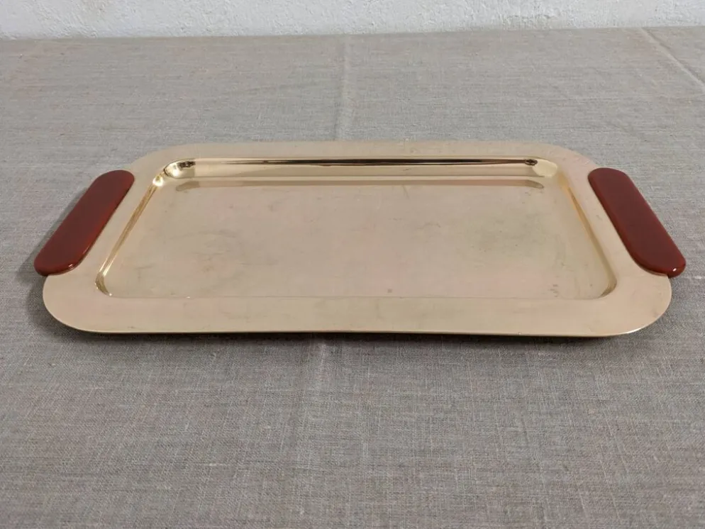 Plateaux et coupe en laiton et bakélite par PM Italy, Italie vers 1970