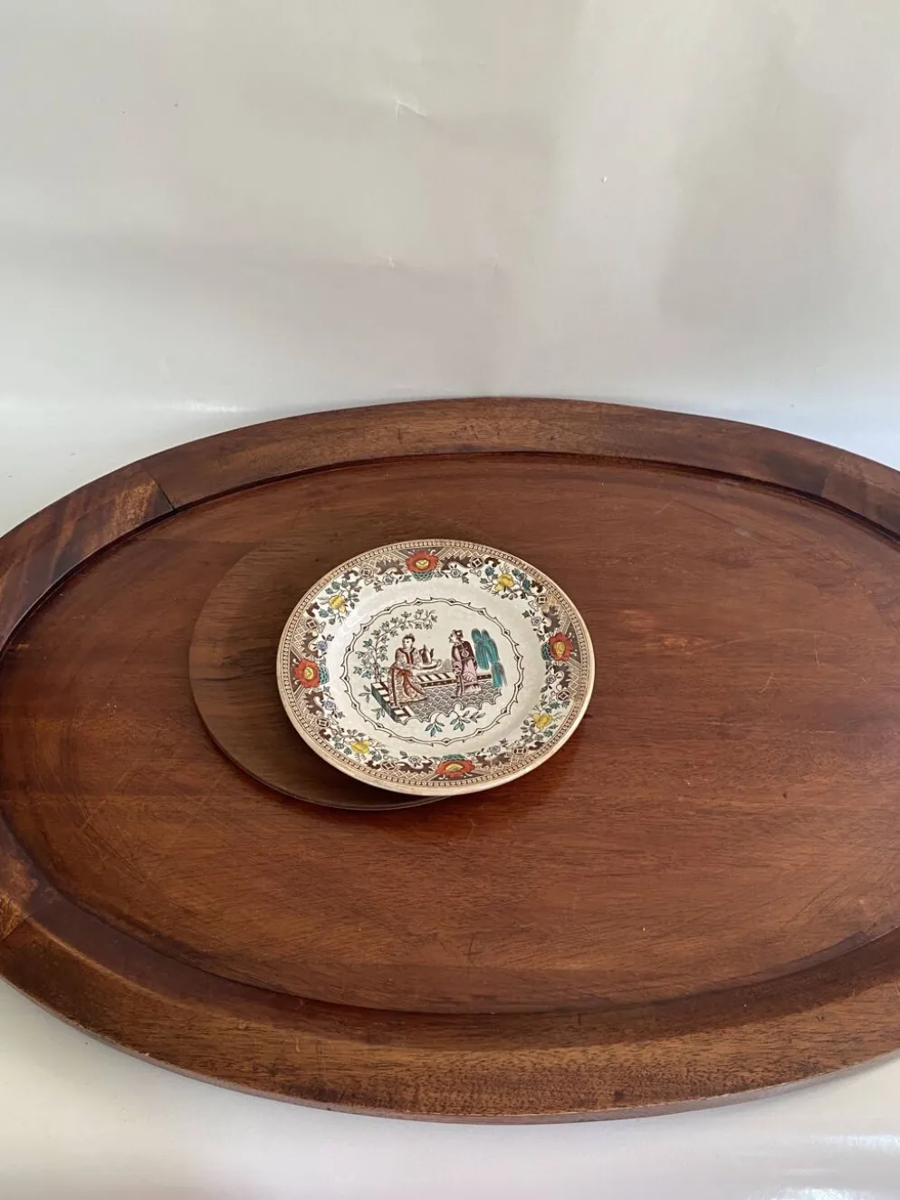 Plateau XXL bois et laiton, 72 cm