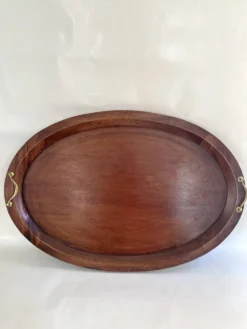 Plateau XXL bois et laiton, 72 cm