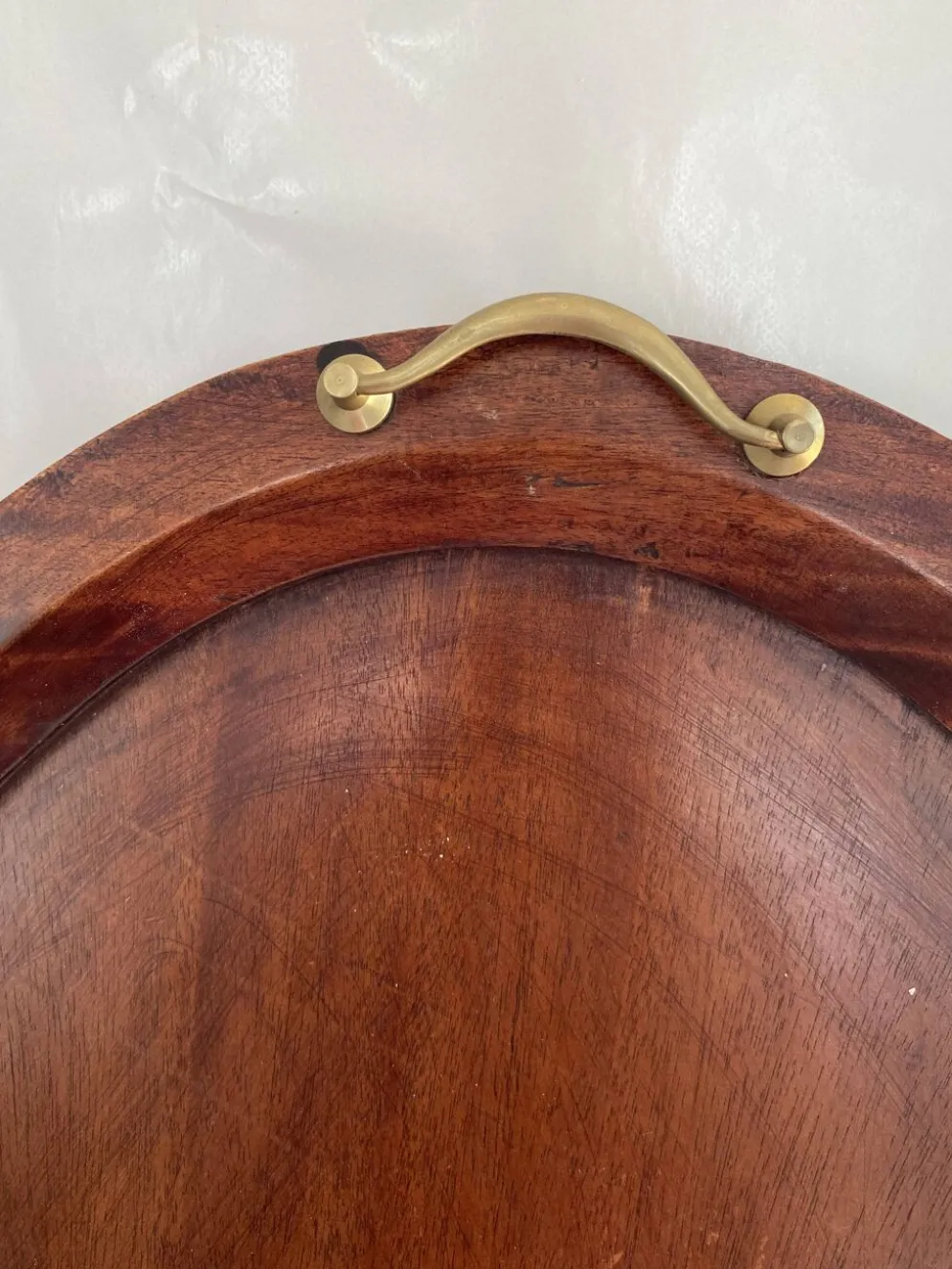 Plateau XXL bois et laiton, 72 cm