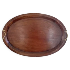 Plateau XXL bois et laiton, 72 cm