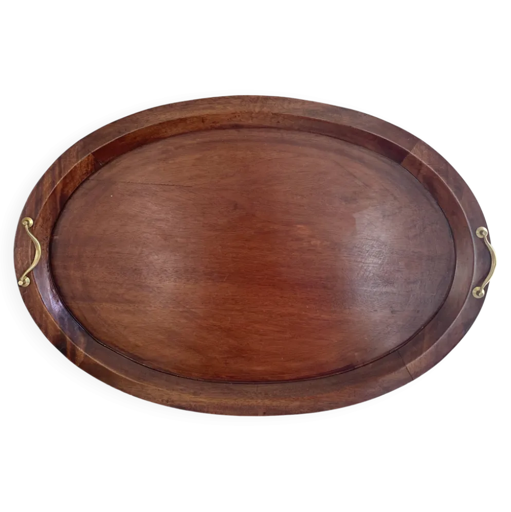 Plateau XXL bois et laiton, 72 cm