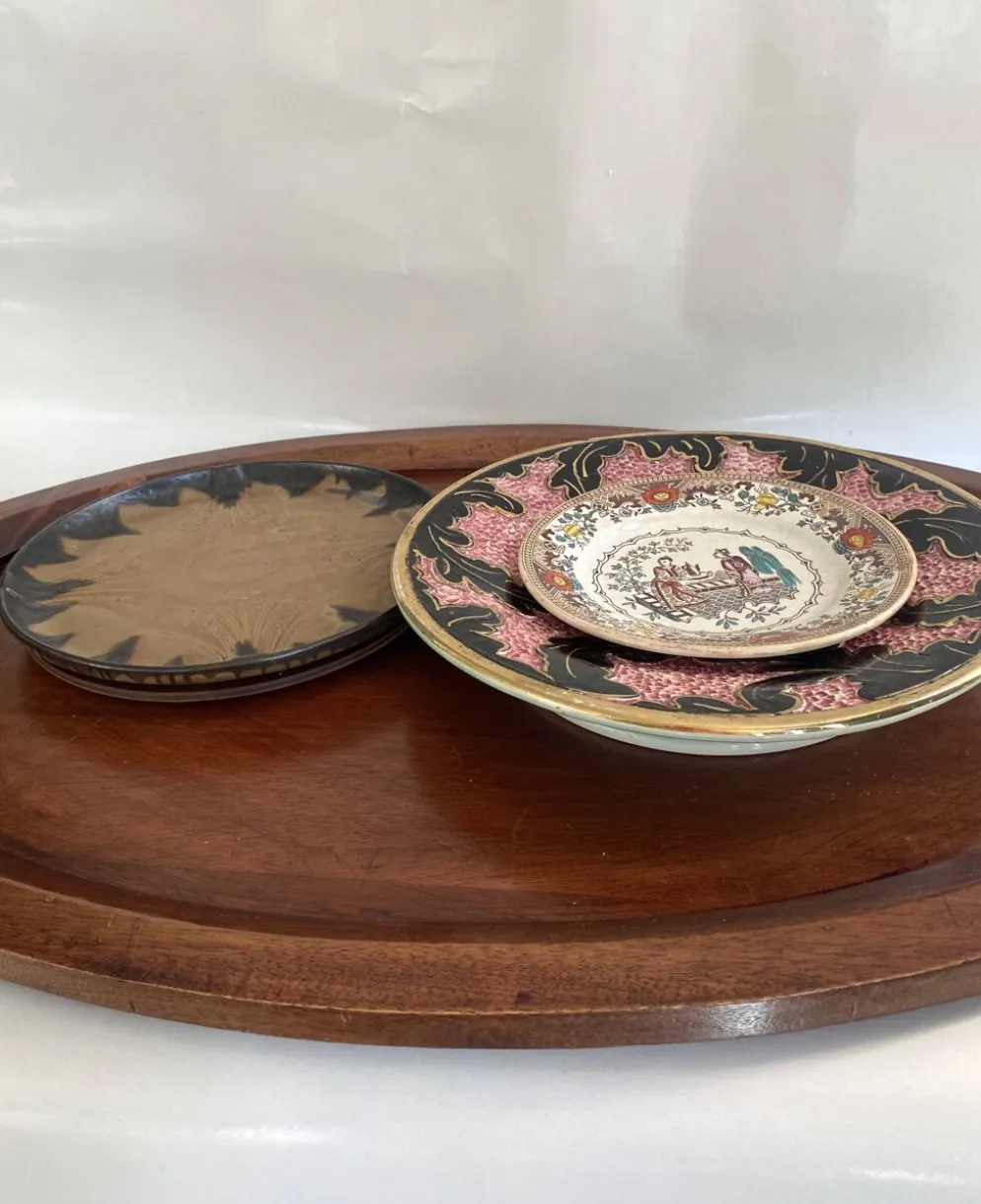 Plateau XXL bois et laiton, 72 cm
