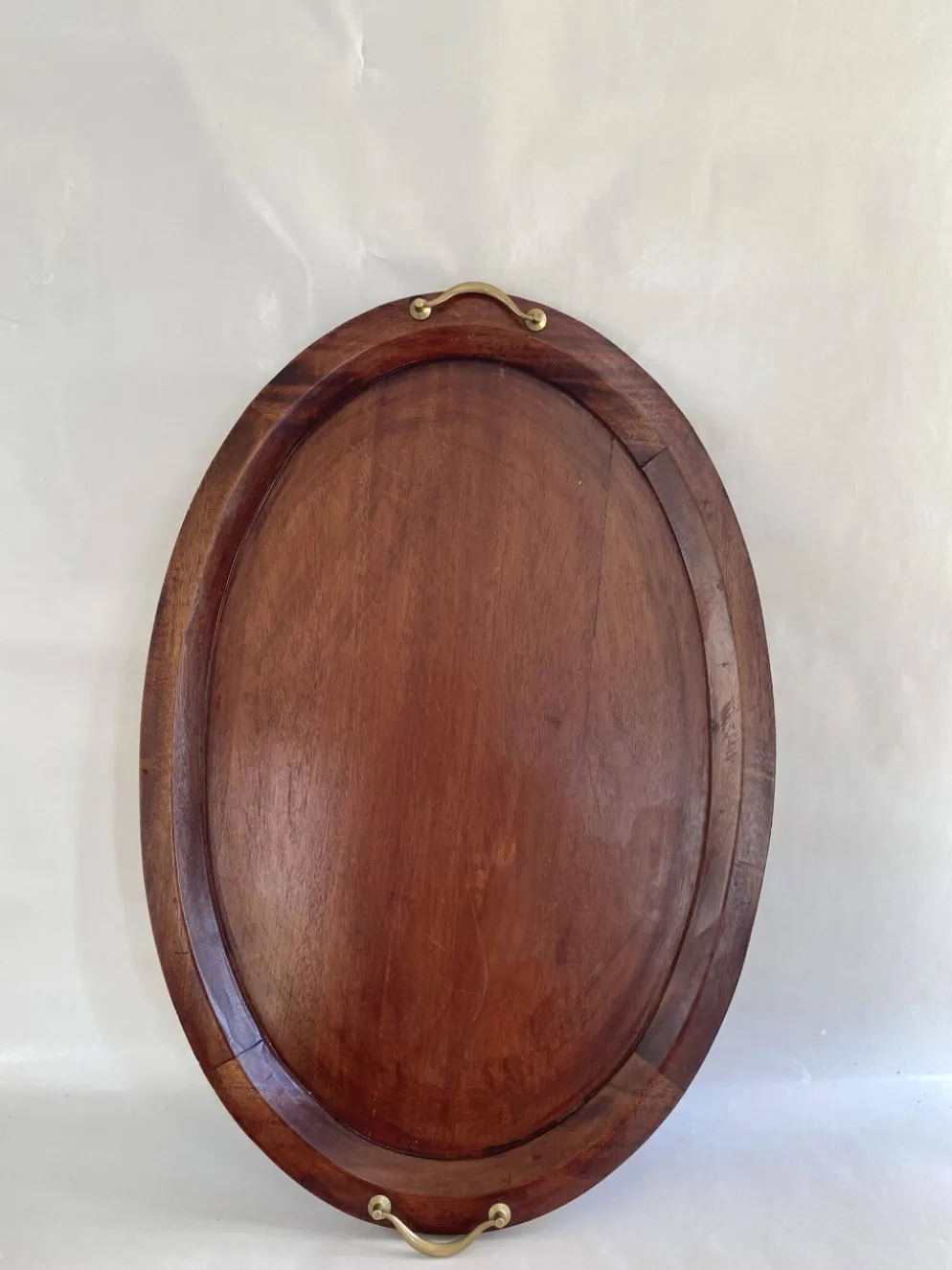 Plateau XXL bois et laiton, 72 cm