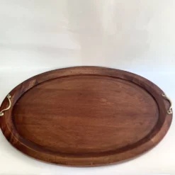 Plateau XXL bois et laiton, 72 cm