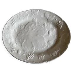 Plat en faïence anglaise Burleigh Davenport relief fraise et feuille vigne