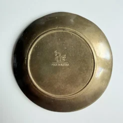 Plat en laiton autrichien vintage, grenouille sur nénuphar, art nouveau, anneau Jugendstil.