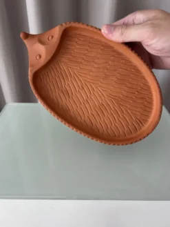 Plat en terracotta de cresson en forme de hérisson B.A.F. vintage, Allemagne de l'Ouest | Années 1970