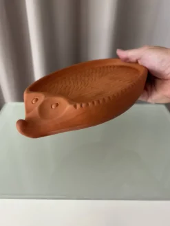 Plat en terracotta de cresson en forme de hérisson B.A.F. vintage, Allemagne de l'Ouest | Années 1970