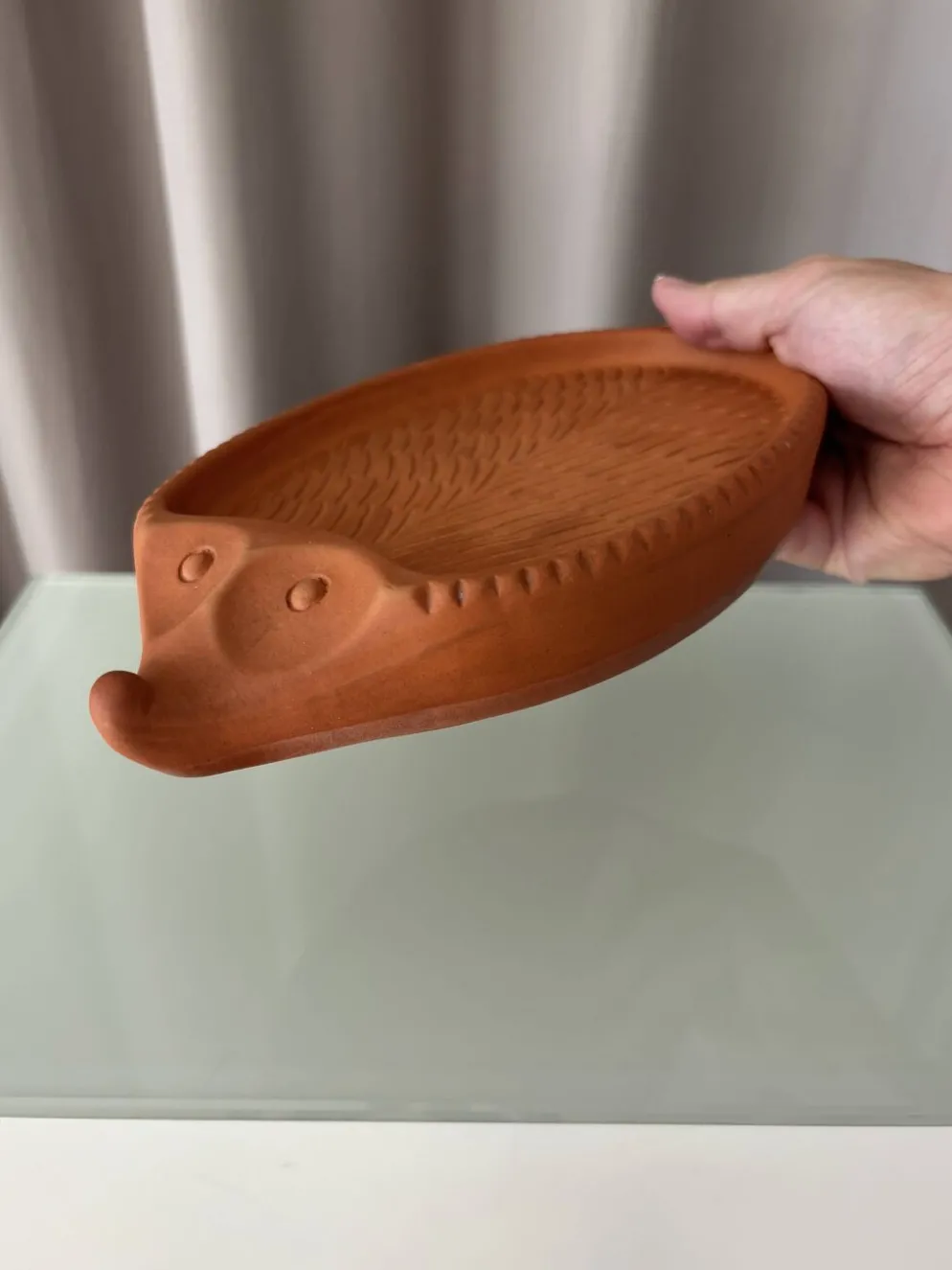 Plat en terracotta de cresson en forme de hérisson B.A.F. vintage, Allemagne de l'Ouest | Années 1970