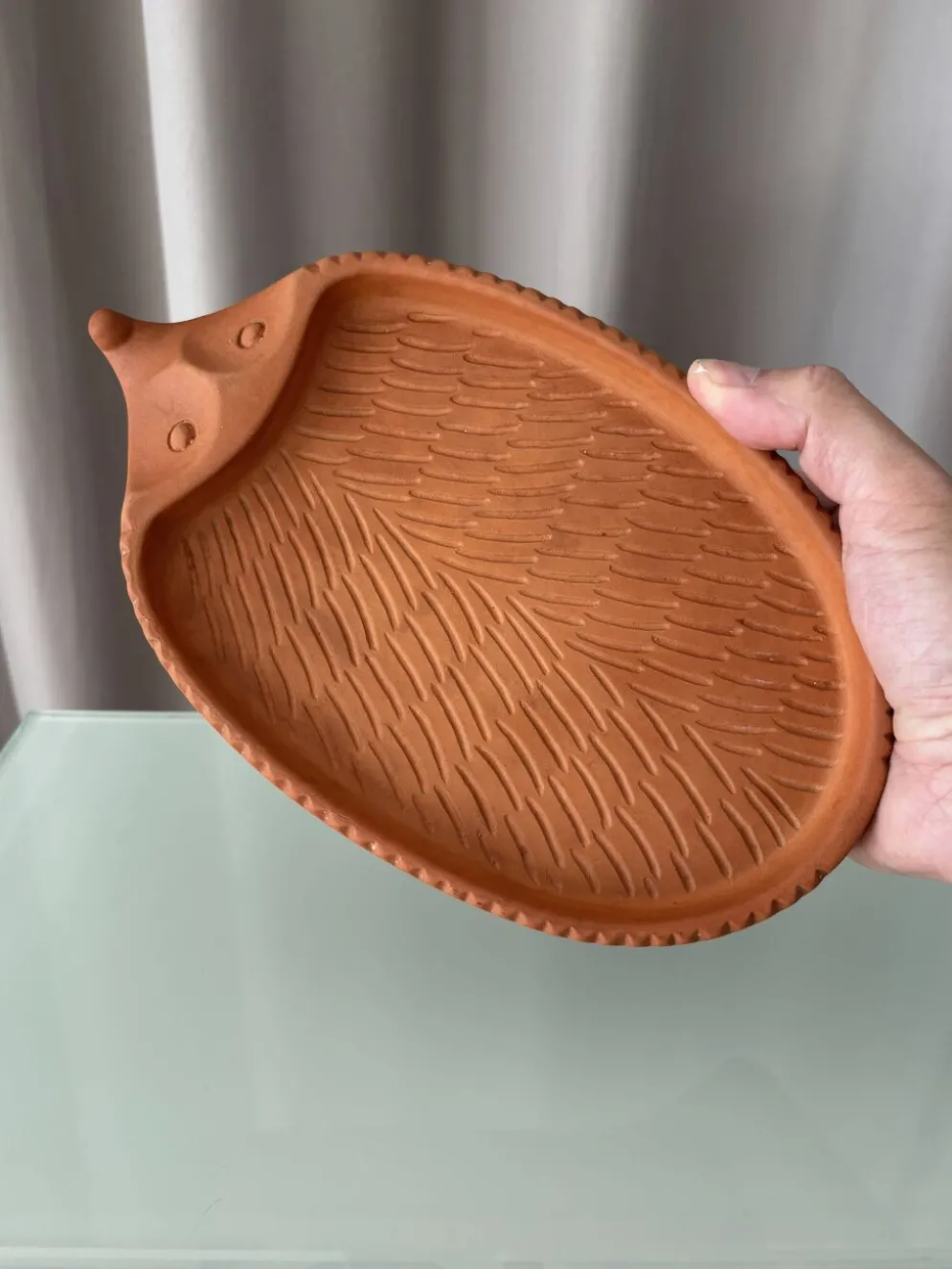 Plat en terracotta de cresson en forme de hérisson B.A.F. vintage, Allemagne de l'Ouest | Années 1970