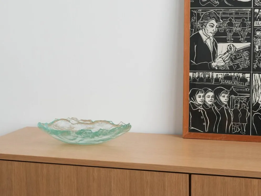 Plat en verre, design danois, années 1970, fabriqué au Danemark
