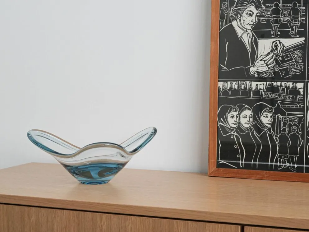 Plat en verre, design danois, années 1960, fabricant : Holmegaard