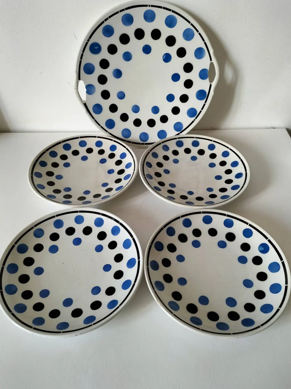 plat et 4 assiettes à dessert K et G Lunéville
