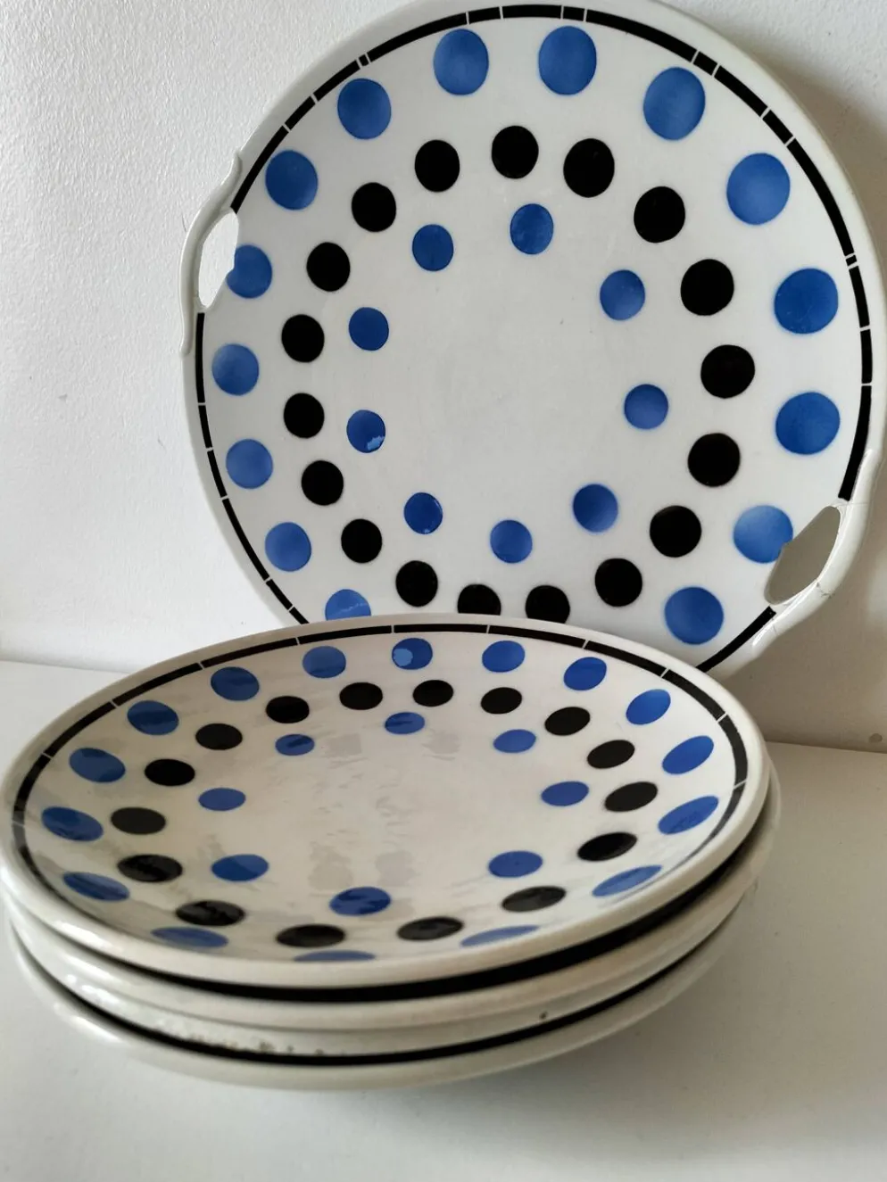 plat et 4 assiettes à dessert K et G Lunéville