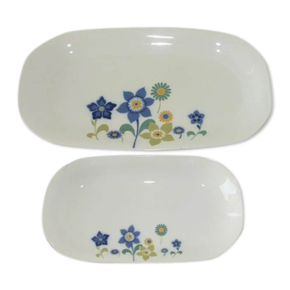 Plat et ravier porcelaine Masse & Surget France vintage 70/80