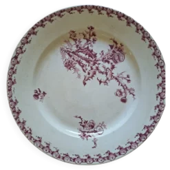 Plat faïencerie girns chardon en rouge