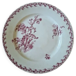 Plat faïencerie girns chardon en rouge