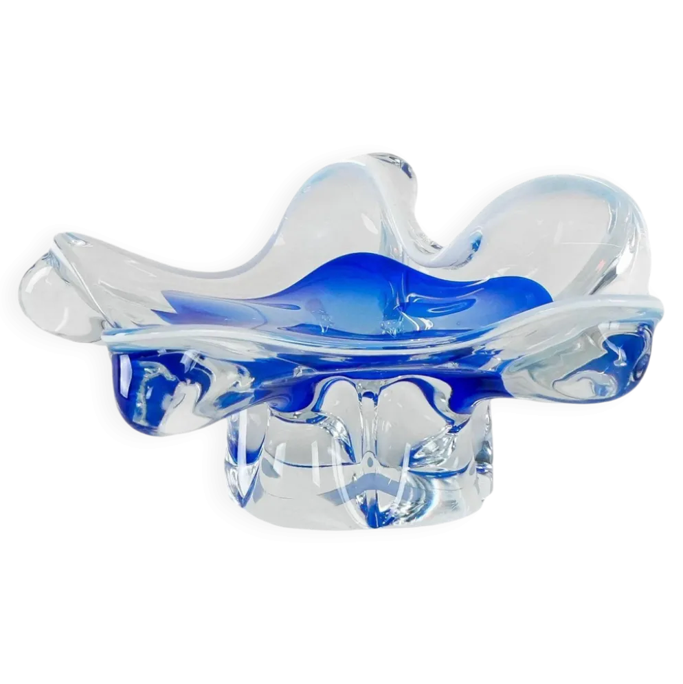 Plat à fleurs, verre de Murano, design italien, années 1960, fabriqué en Italie