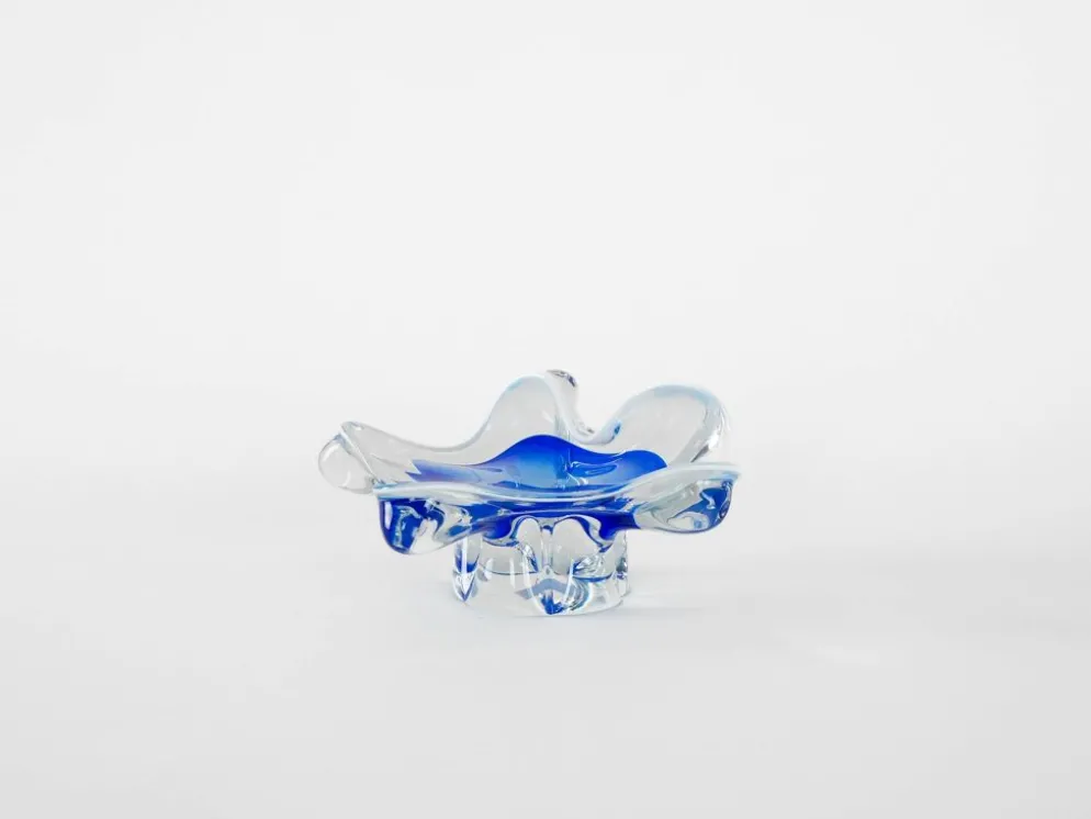 Plat à fleurs, verre de Murano, design italien, années 1960, fabriqué en Italie