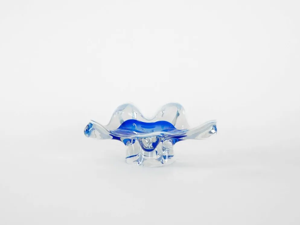 Plat à fleurs, verre de Murano, design italien, années 1960, fabriqué en Italie