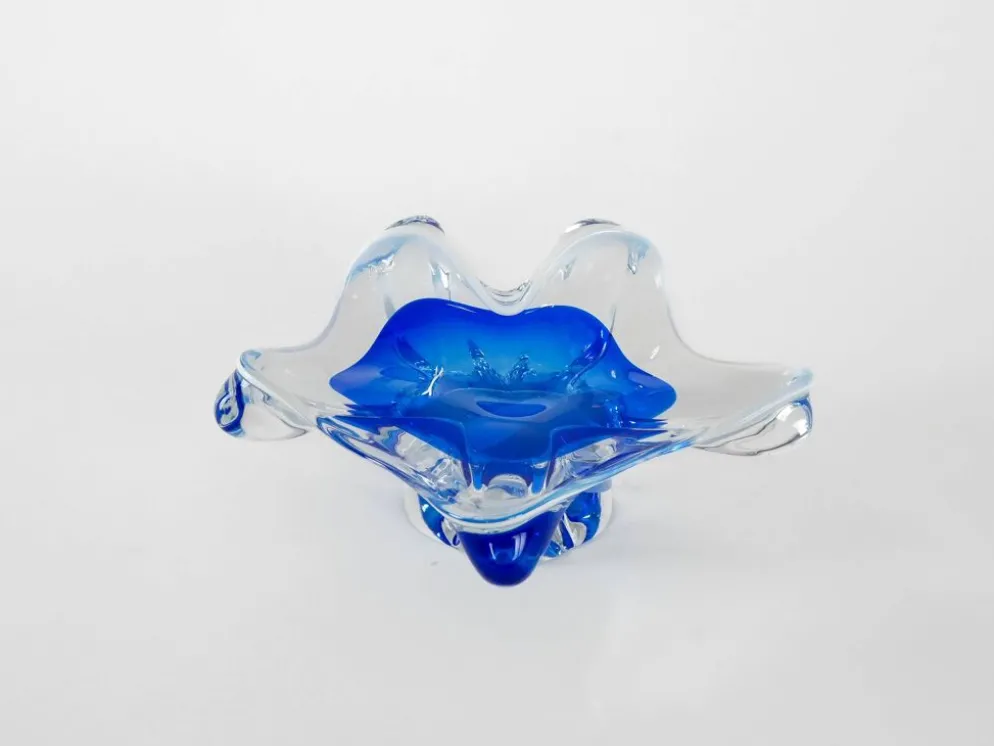 Plat à fleurs, verre de Murano, design italien, années 1960, fabriqué en Italie