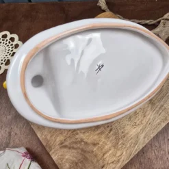 Plat à foie gras en céramique – décor bleu et blanc, forme canard