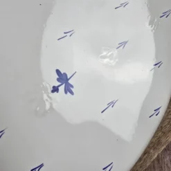 Plat à foie gras en céramique – décor bleu et blanc, forme canard