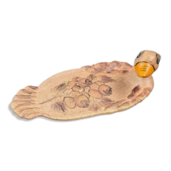 Plat à foie gras en céramique Vallauris – décor floral gravé
