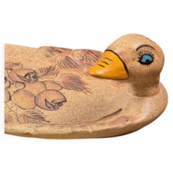Plat à foie gras en céramique Vallauris – décor floral gravé