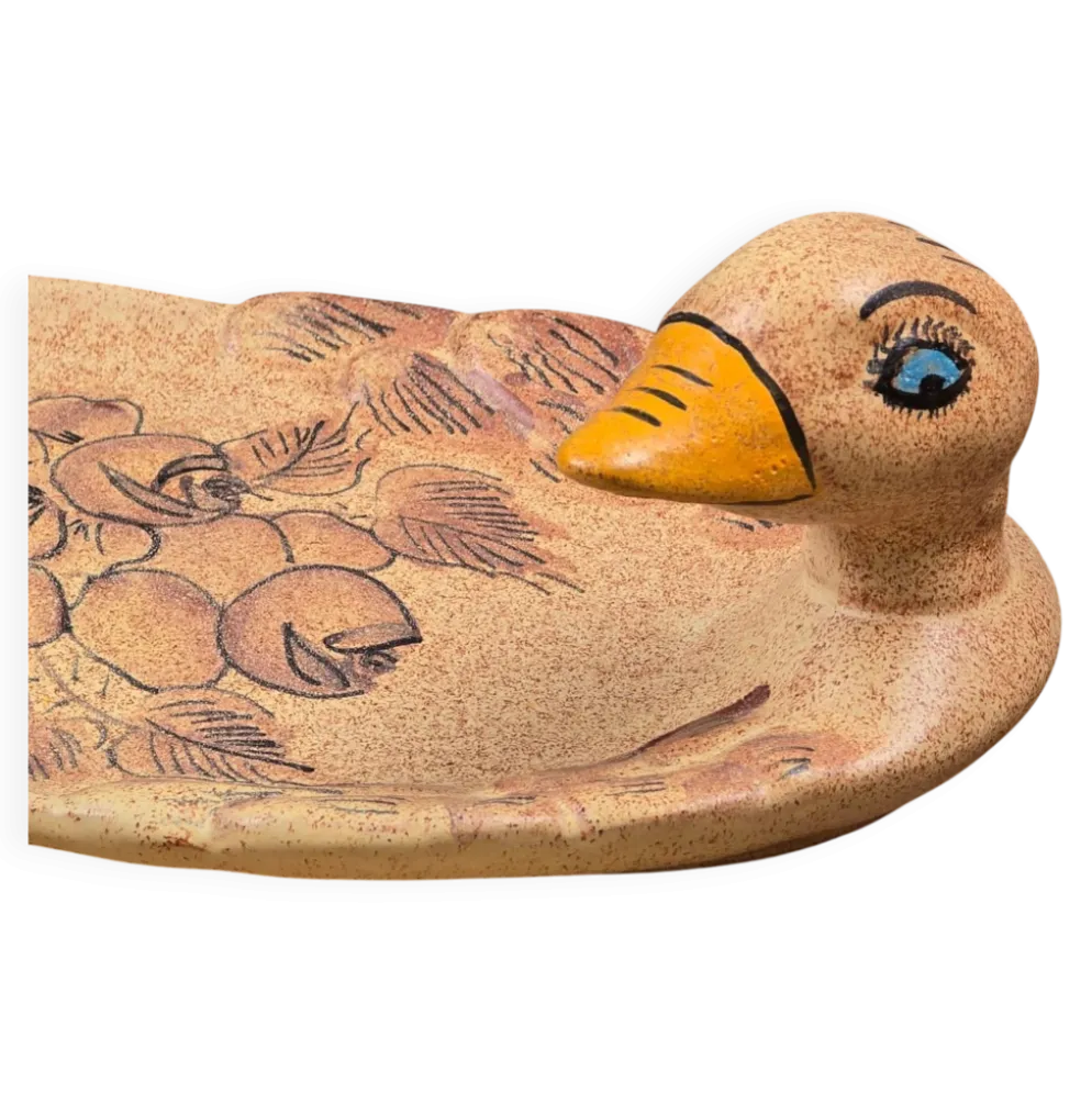 Plat à foie gras en céramique Vallauris – décor floral gravé