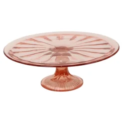 Plat à gâteau Art Déco rose / Plat à pâtisserie – Verre de dépression