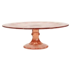 Plat à gâteau Art Déco rose / Plat à pâtisserie – Verre de dépression
