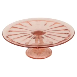 Plat à gâteau Art Déco rose / Plat à pâtisserie – Verre de dépression