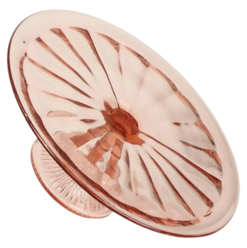 Plat à gâteau Art Déco rose / Plat à pâtisserie – Verre de dépression
