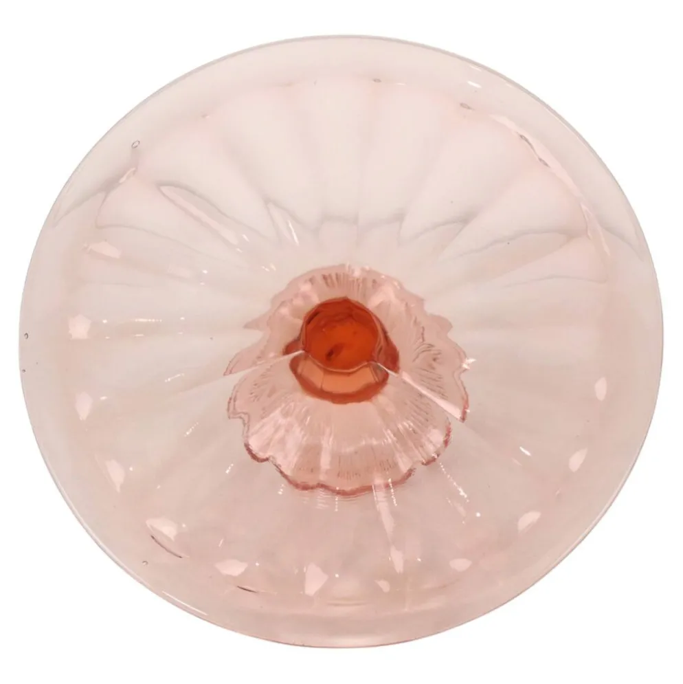 Plat à gâteau Art Déco rose / Plat à pâtisserie – Verre de dépression