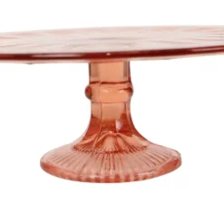 Plat à gâteau Art Déco rose / Plat à pâtisserie – Verre de dépression