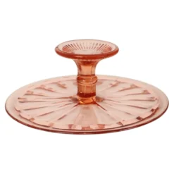 Plat à gâteau Art Déco rose / Plat à pâtisserie – Verre de dépression