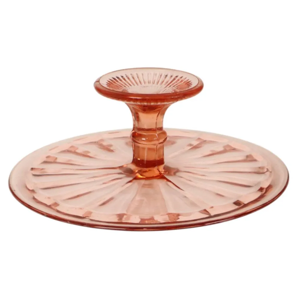 Plat à gâteau Art Déco rose / Plat à pâtisserie – Verre de dépression