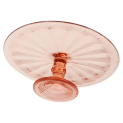 Plat à gâteau Art Déco rose / Plat à pâtisserie – Verre de dépression