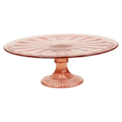 Plat à gâteau Art Déco rose / Plat à pâtisserie – Verre de dépression