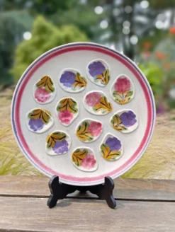 Plat à huîtres décor fleurs Ninon de MBFA - Pornic