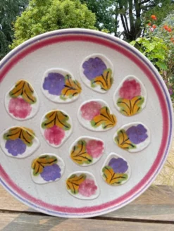 Plat à huîtres décor fleurs Ninon de MBFA - Pornic