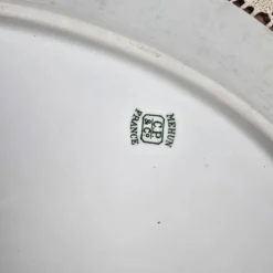 Plat ovale ancien Mehun France – Porcelaine blanche liseré vert
